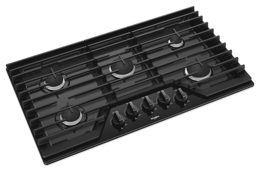 Whirlpool WCG55US6HB 36-Inch Gas Cooktop With Ez-2-Lift Hinged Cast-Iron Grates