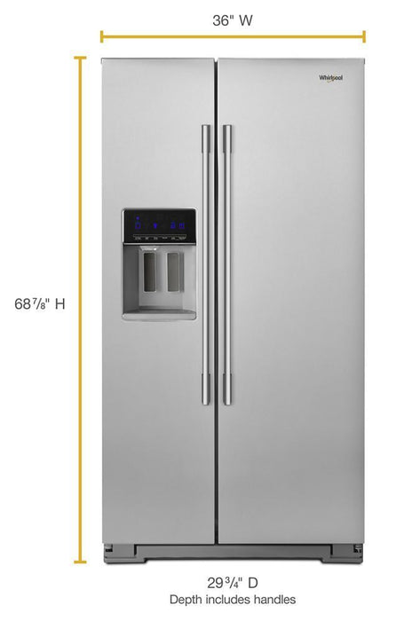 Whirlpool WRSA71CIHZ 36-Inch Wide Contemporary Handle Counter Depth Side-By-Side Refrigerator - 21 Cu. Ft.