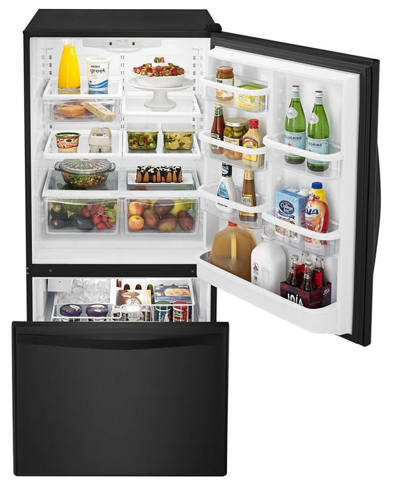 Whirlpool WRB322DMBB 33-Inches Wide Bottom-Freezer Refrigerator With Spillguard Glass Shelves - 22 Cu. Ft