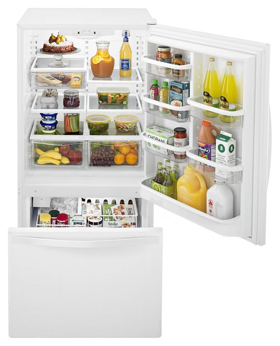 Whirlpool WRB322DMBW 33-Inches Wide Bottom-Freezer Refrigerator With Spillguard Glass Shelves - 22 Cu. Ft