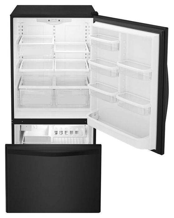 Whirlpool WRB322DMBB 33-Inches Wide Bottom-Freezer Refrigerator With Spillguard Glass Shelves - 22 Cu. Ft