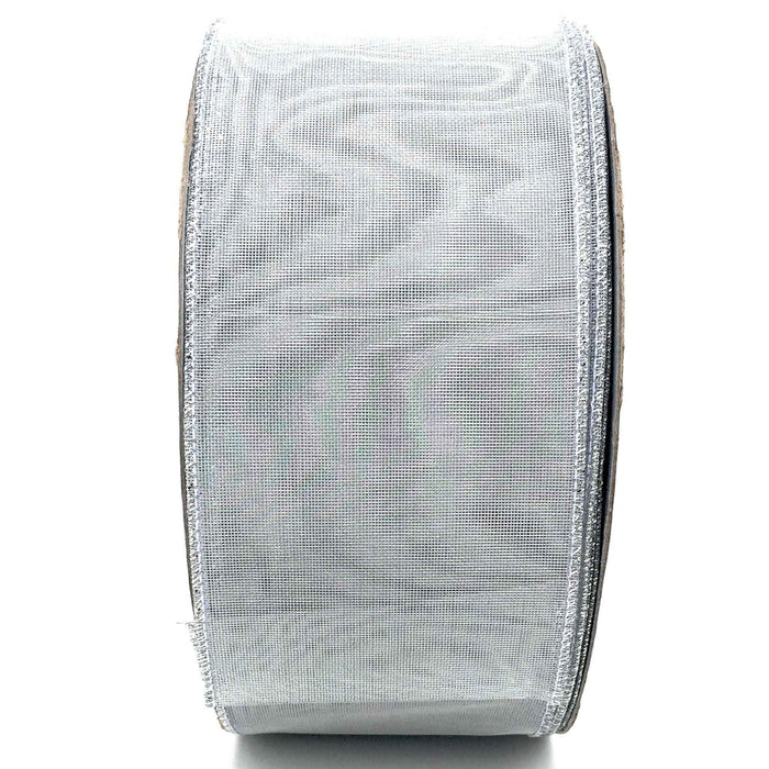 Metallic Silver Wired-Edge Ribbon