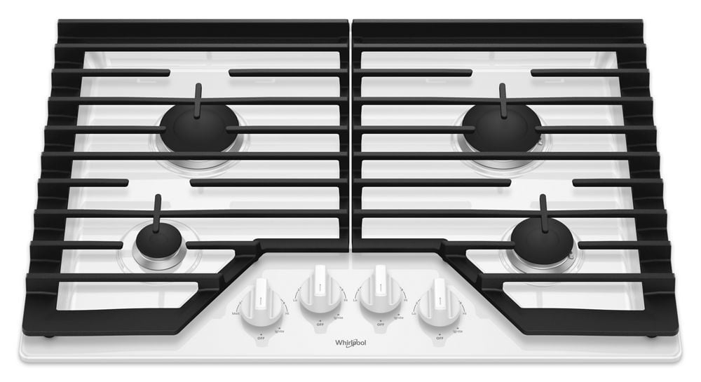 Whirlpool WCG55US0HW 30-Inch Gas Cooktop With Ez-2-Lift Hinged Cast-Iron Grates