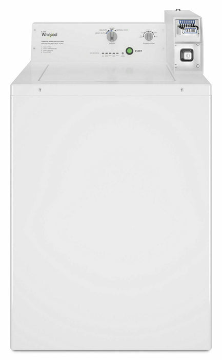 Whirlpool CAE2745FQ Commercial Top-Load Washer, Coin Equipped White