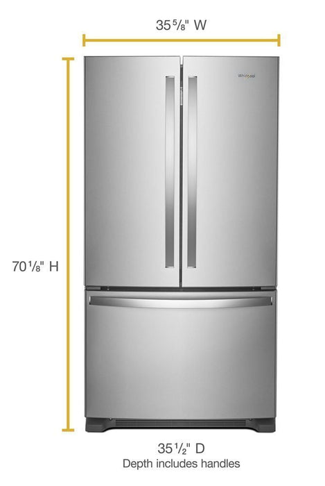 Whirlpool WRF535SWHZ 36-Inch Wide French Door Refrigerator With Water Dispenser - 25 Cu. Ft.