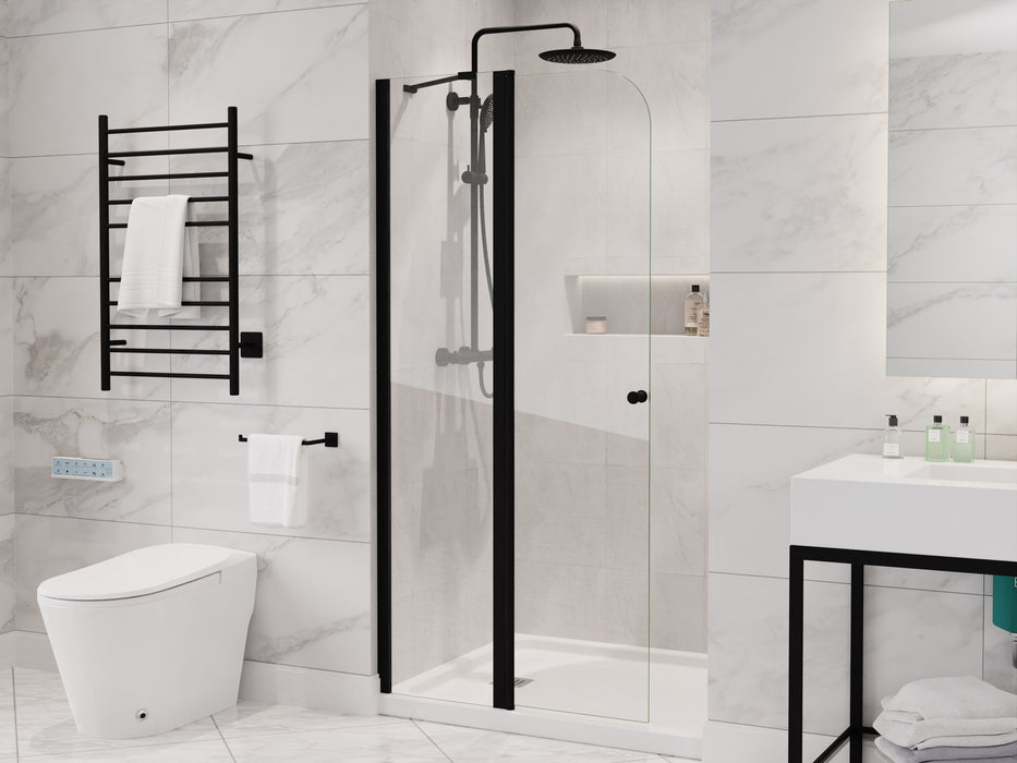 ANZZI Romance 72-in. x 33.5-in. Frameless Swinging Shower Door in Matte Black