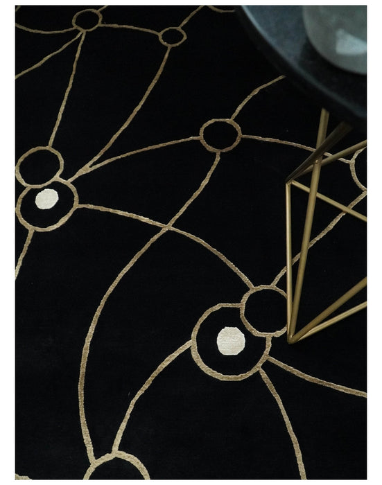 Modern 6x8 Black and Gold Wool and Silk Hand Woven Rug | HL3
