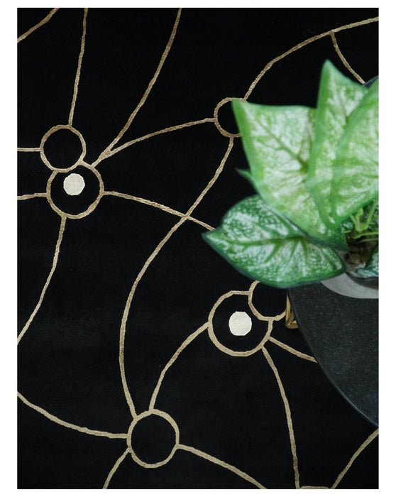 Modern 6x8 Black and Gold Wool and Silk Hand Woven Rug | HL3