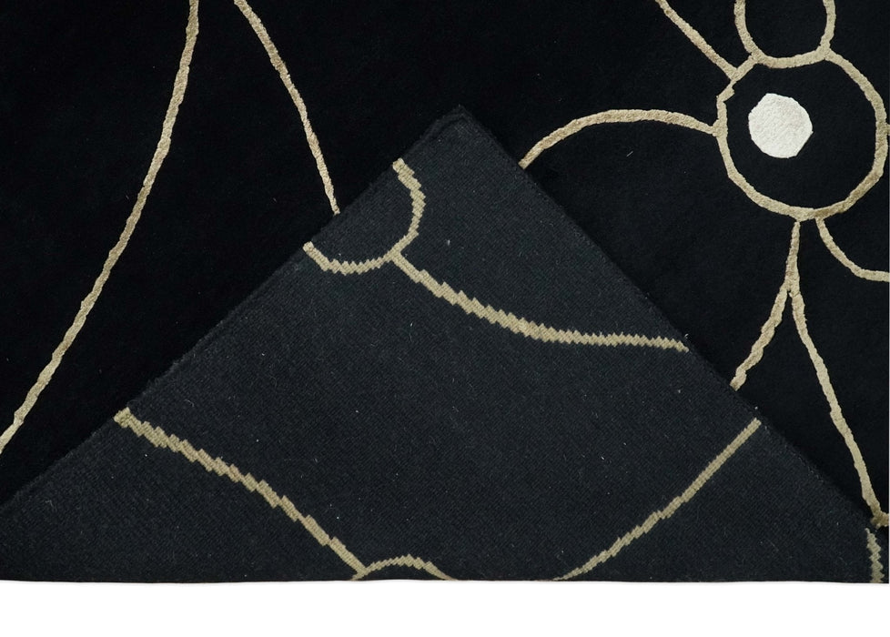 Modern 6x8 Black and Gold Wool and Silk Hand Woven Rug | HL3