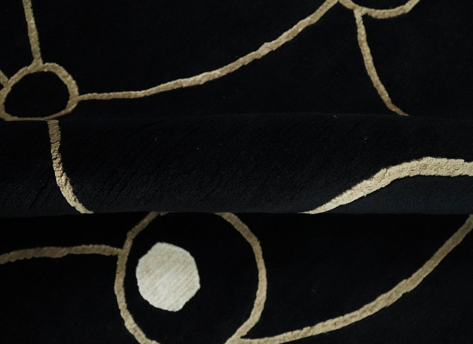 Modern 6x8 Black and Gold Wool and Silk Hand Woven Rug | HL3