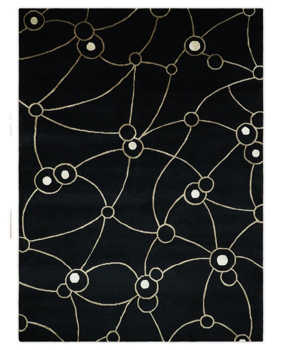 Modern 6x8 Black and Gold Wool and Silk Hand Woven Rug | HL3