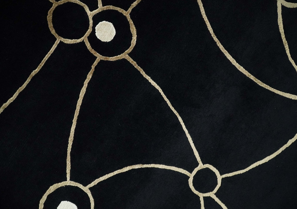 Modern 6x8 Black and Gold Wool and Silk Hand Woven Rug | HL3