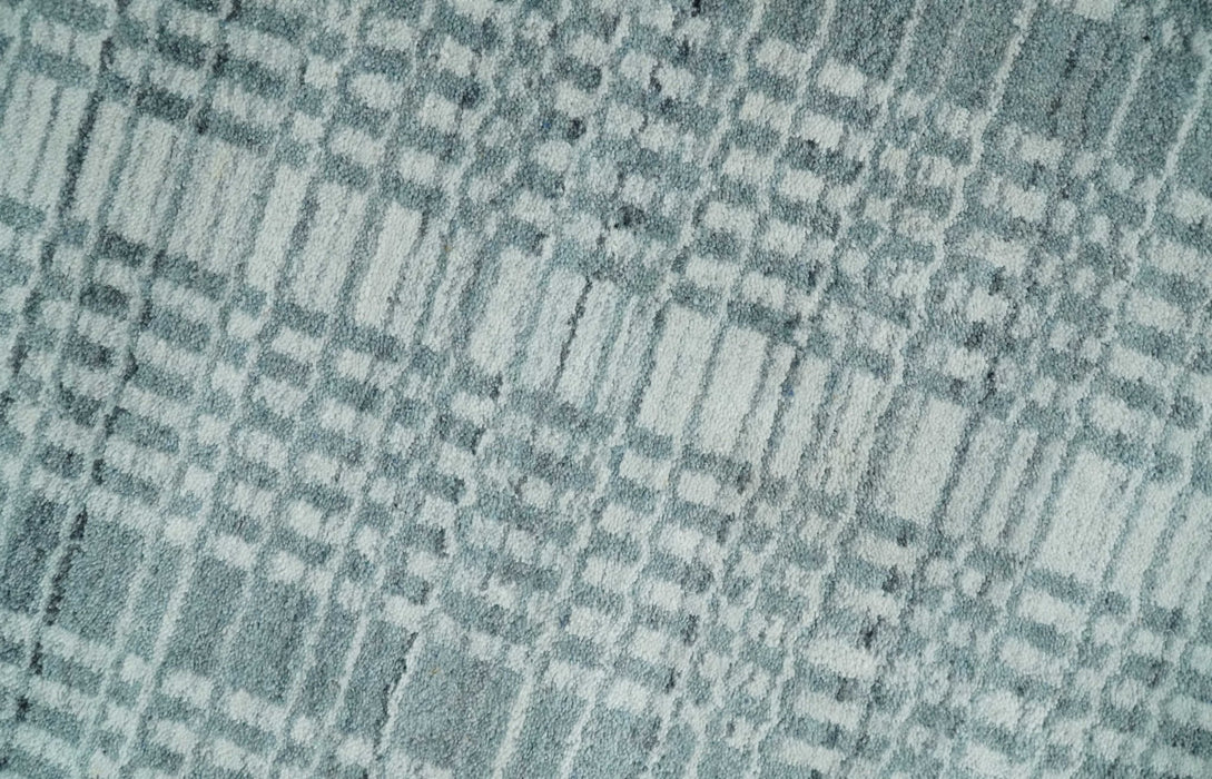Modern 8x10 Hand Made striped Ivory and Gray Scandinavian Blended Wool Flatwoven Area Rug | KE36