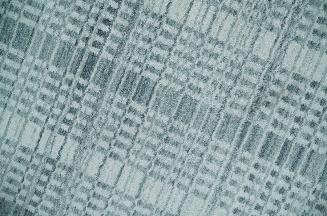 Modern 8x10 Hand Made striped Ivory, silver and Gray Scandinavian Blended Wool Flatwoven Area Rug | KE2