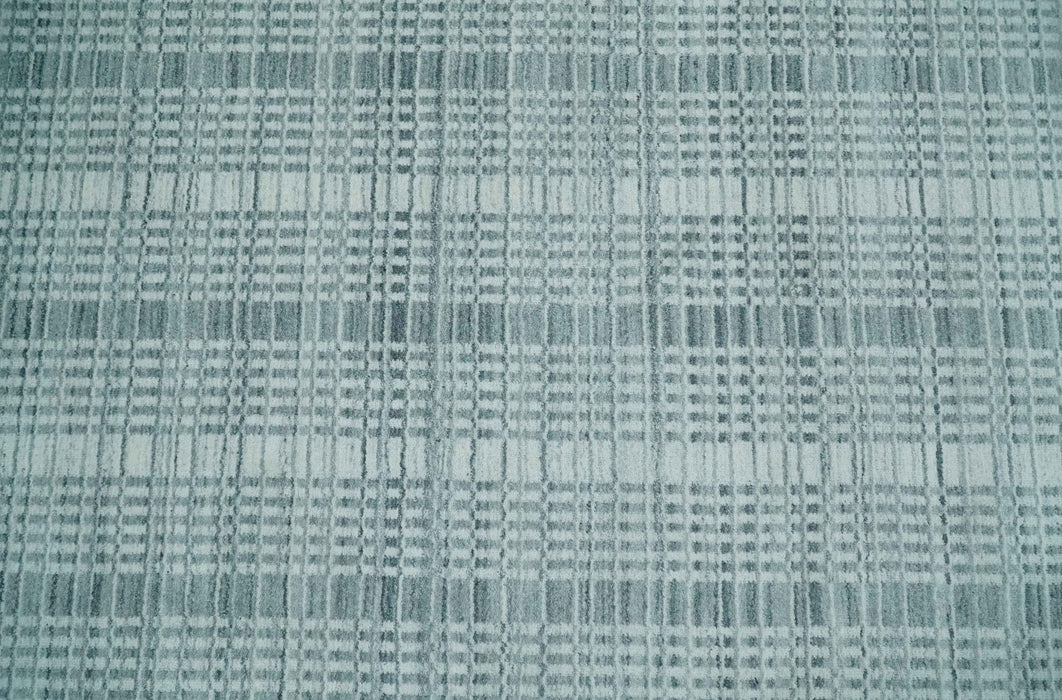 Modern 8x10 Hand Made striped Ivory, silver and Gray Scandinavian Blended Wool Flatwoven Area Rug | KE2