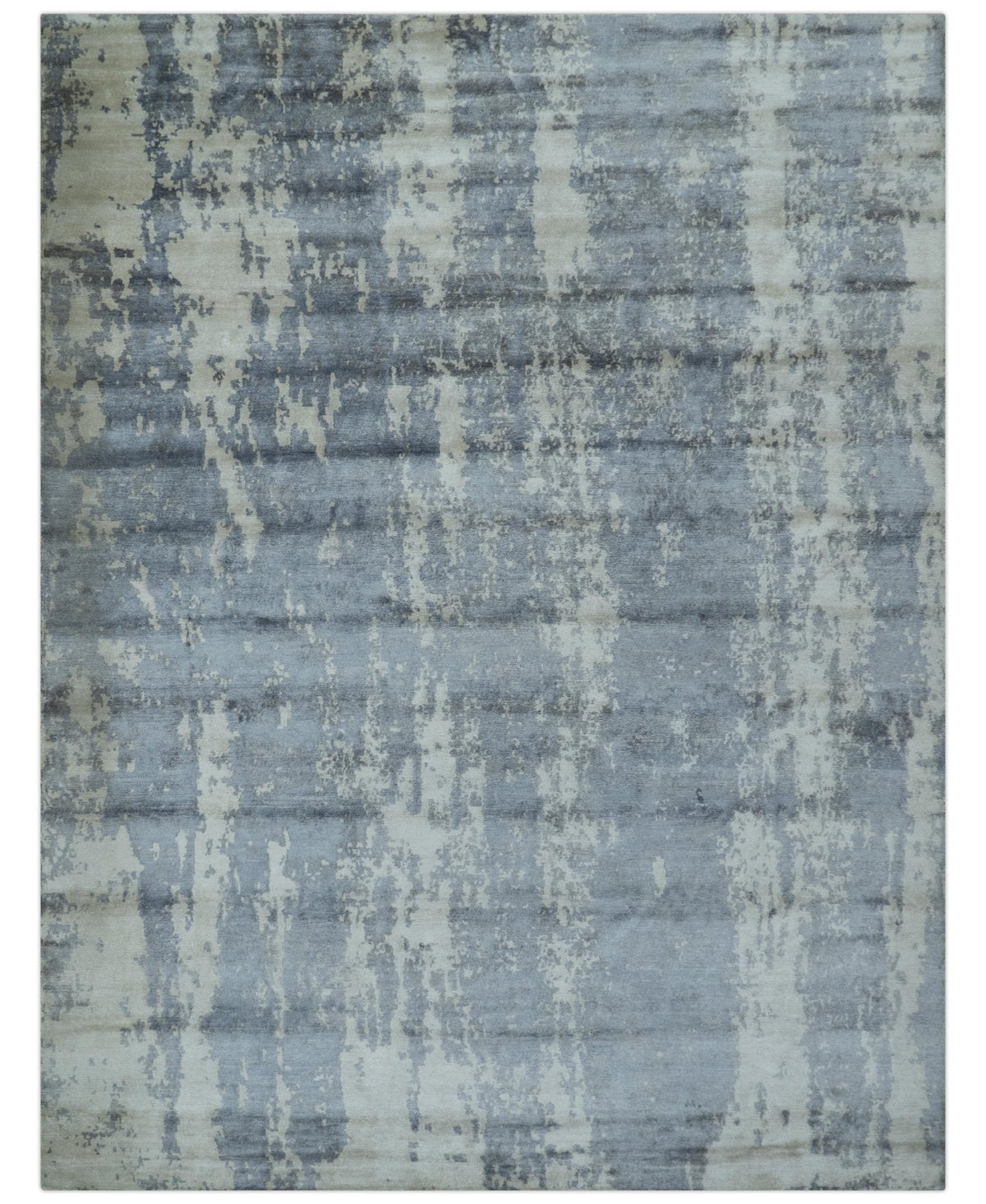 Abstract Blue Rug Pattern Modern Abstract Blue And Ivory Hand Knotted Wool Area Rug
