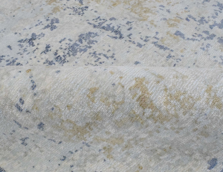 Modern Abstract Blue and Ivory Rug made with Art Silk | TRD10130