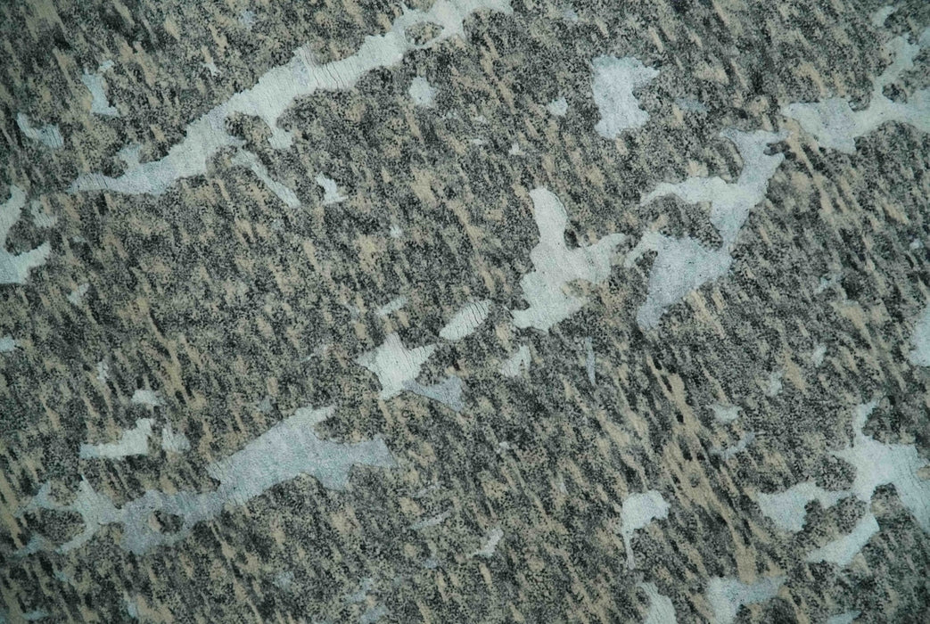 Modern Abstract Charcoal, Beige and Silver Hand Knotted 5.6x8 wool and Bamboo Silk area Rug
