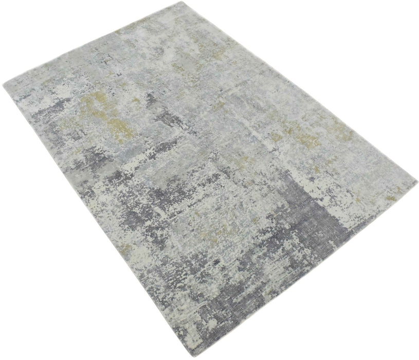 Modern Abstract Gray and Ivory Rug made with Art Silk | TRD10131