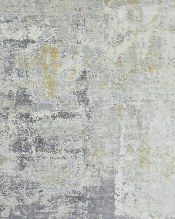 Modern Abstract Gray and Ivory Rug made with Art Silk | TRD10131