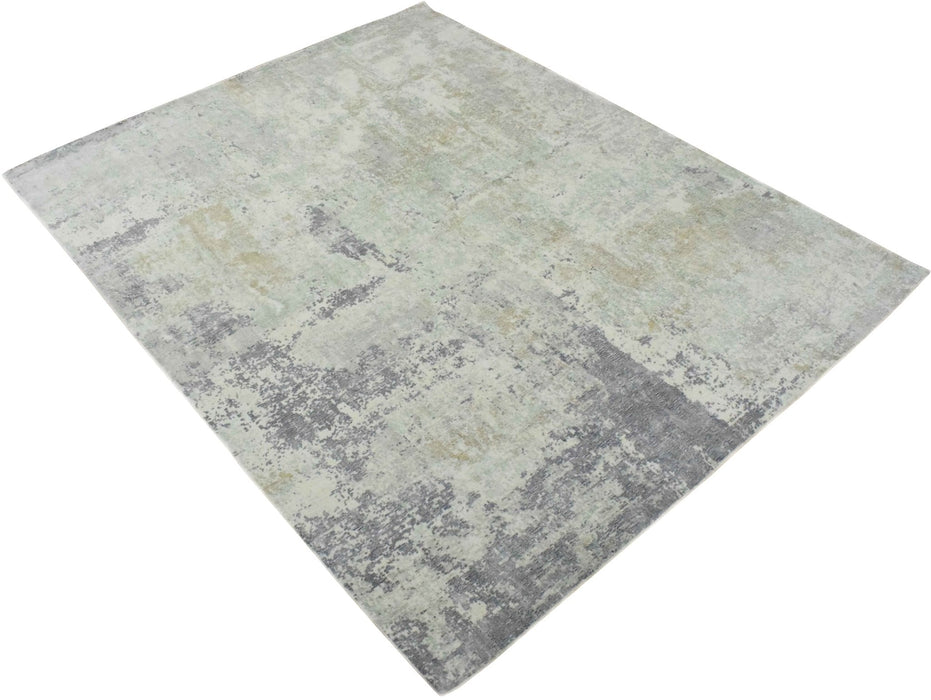 Modern Abstract Gray and Ivory Rug made with Art Silk | TRD10132