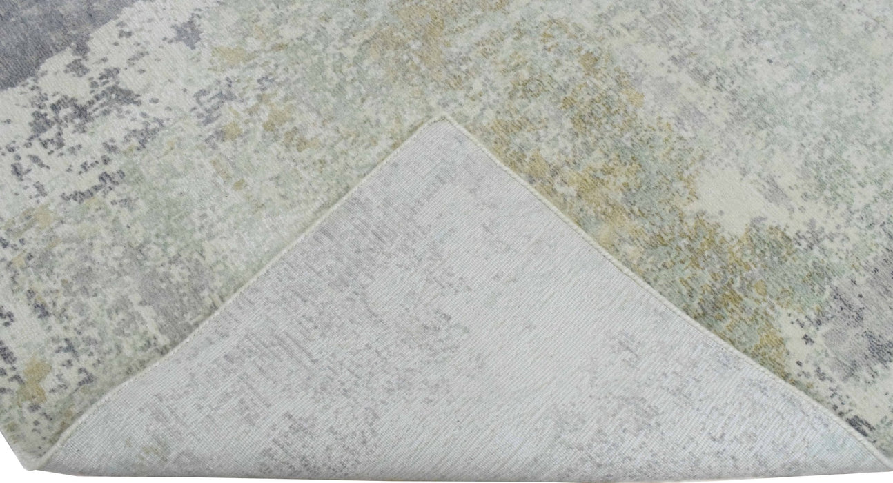 Modern Abstract Gray and Ivory Rug made with Art Silk | TRD10132