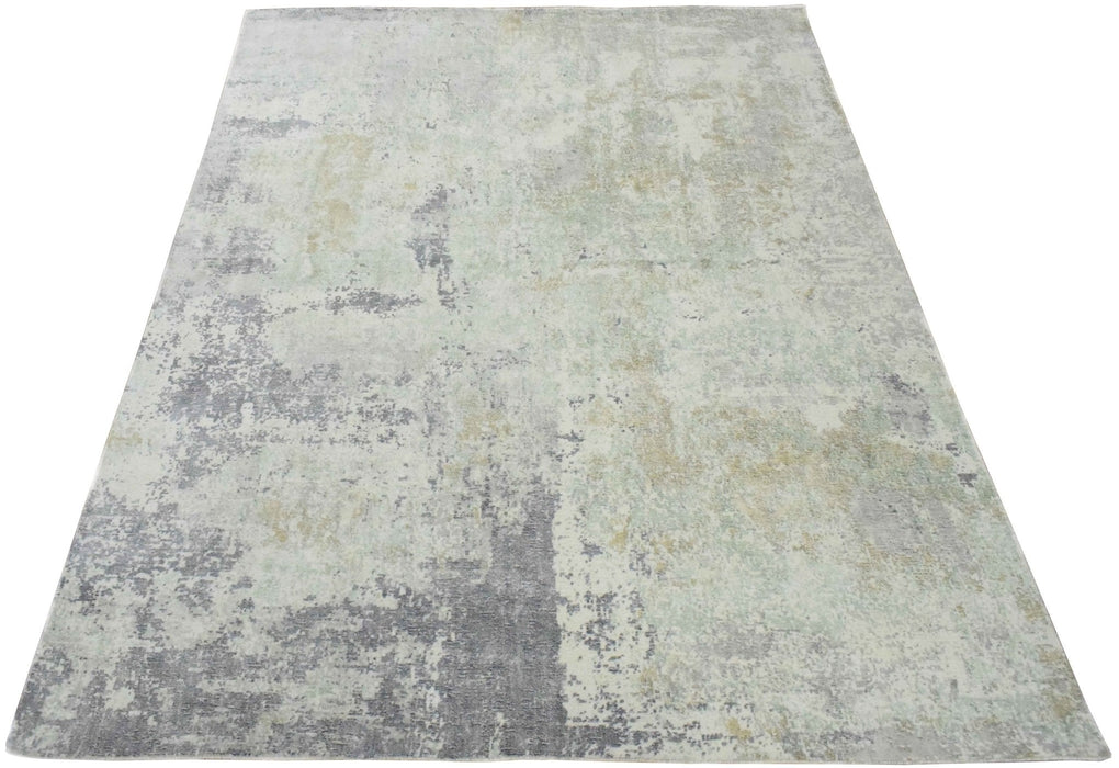 Modern Abstract Gray and Ivory Rug made with Art Silk | TRD10132
