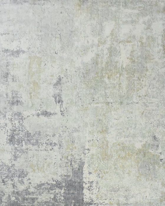 Modern Abstract Gray and Ivory Rug made with Art Silk | TRD10132