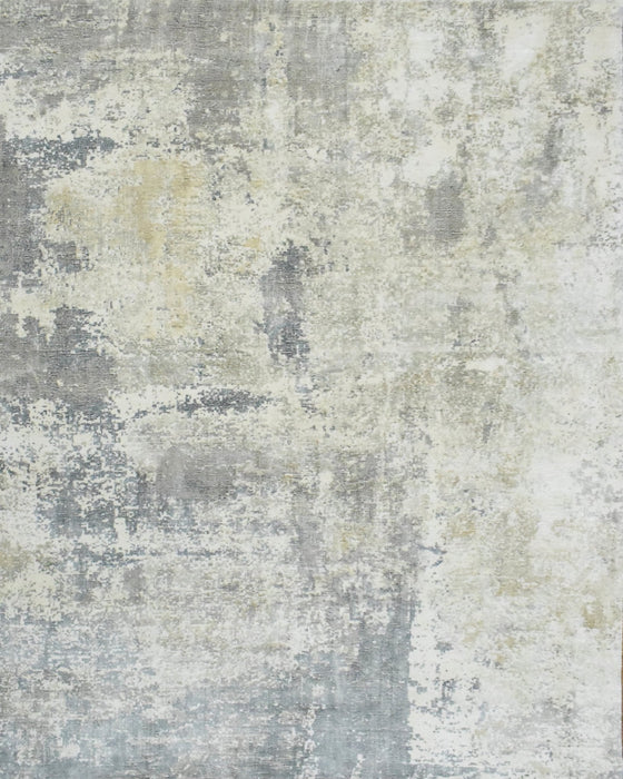 Modern Abstract Gray and Ivory Rug made with Art Silk | TRD10133
