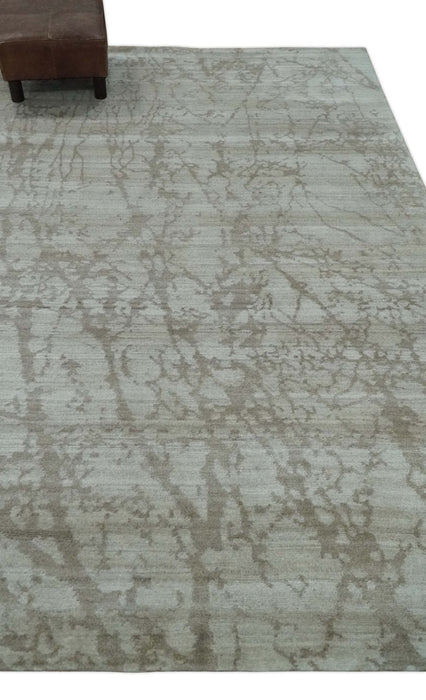 Modern Abstract Gray and Silver Hand knotted 6x9 Viscose Area Rug