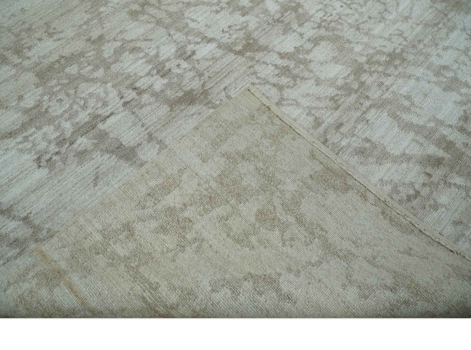 Modern Abstract Gray and Silver Hand knotted 6x9 Viscose Area Rug