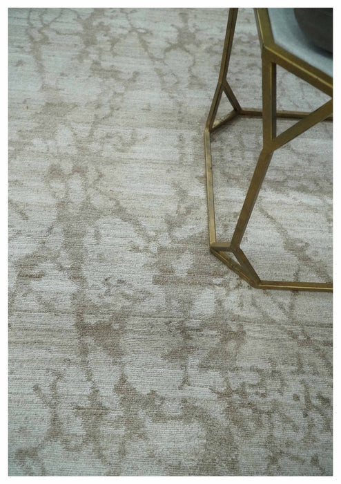 Modern Abstract Gray and Silver Hand knotted 6x9 Viscose Area Rug