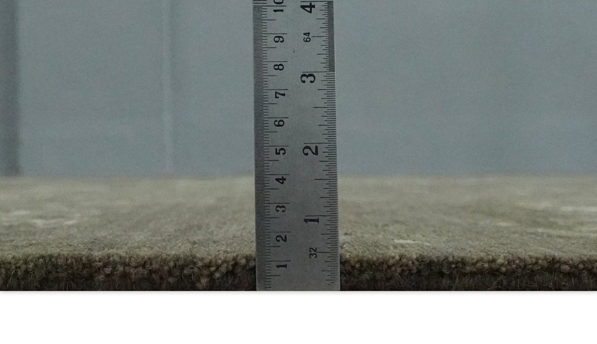 Modern Abstract Green and Silver Hand loom wool and Art Silk Area Rug