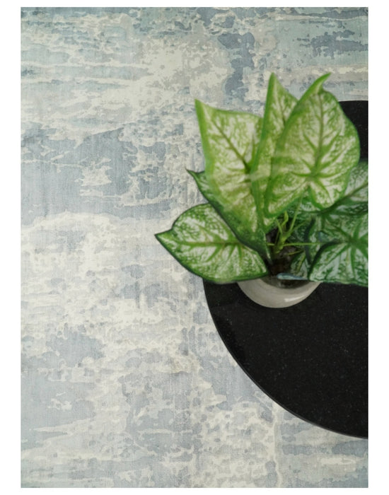 Modern Abstract Handmade 8x10 Beige and Gray Bamboo Silk Area Rug