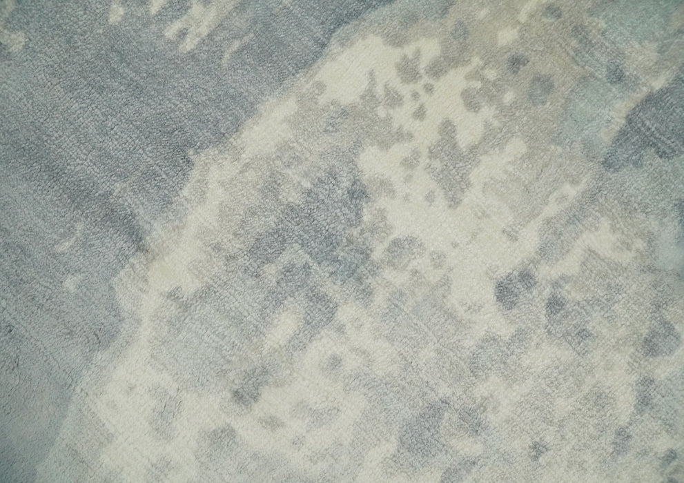 Modern Abstract Handmade 8x10 Beige and Gray Bamboo Silk Area Rug