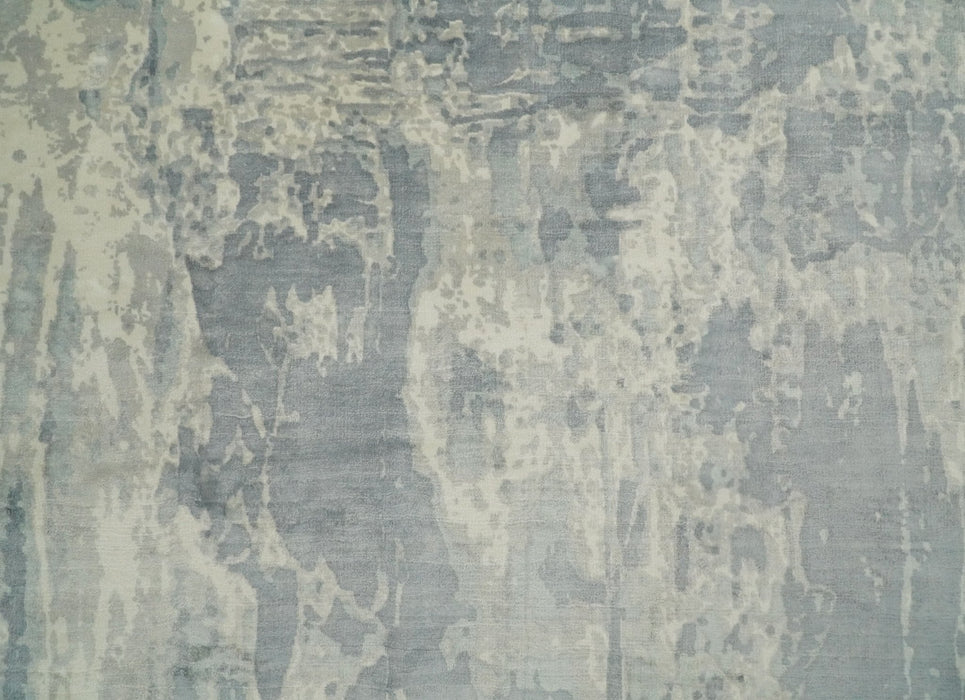 Modern Abstract Handmade 8x10 Beige and Gray Bamboo Silk Area Rug