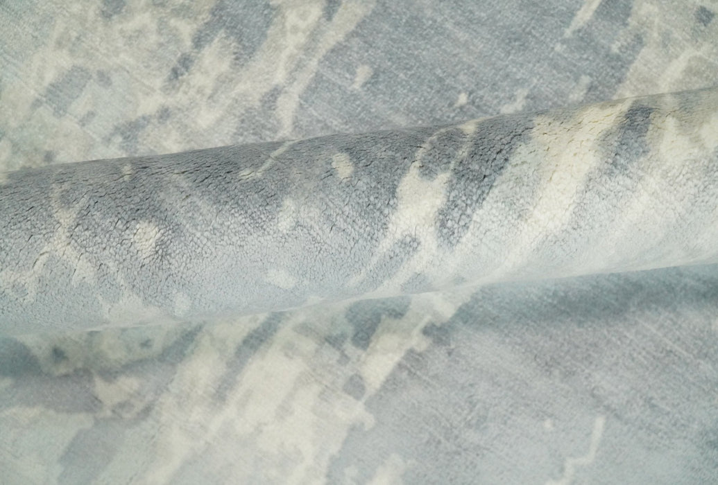 Modern Abstract Handmade 8x10 Beige and Gray Bamboo Silk Area Rug