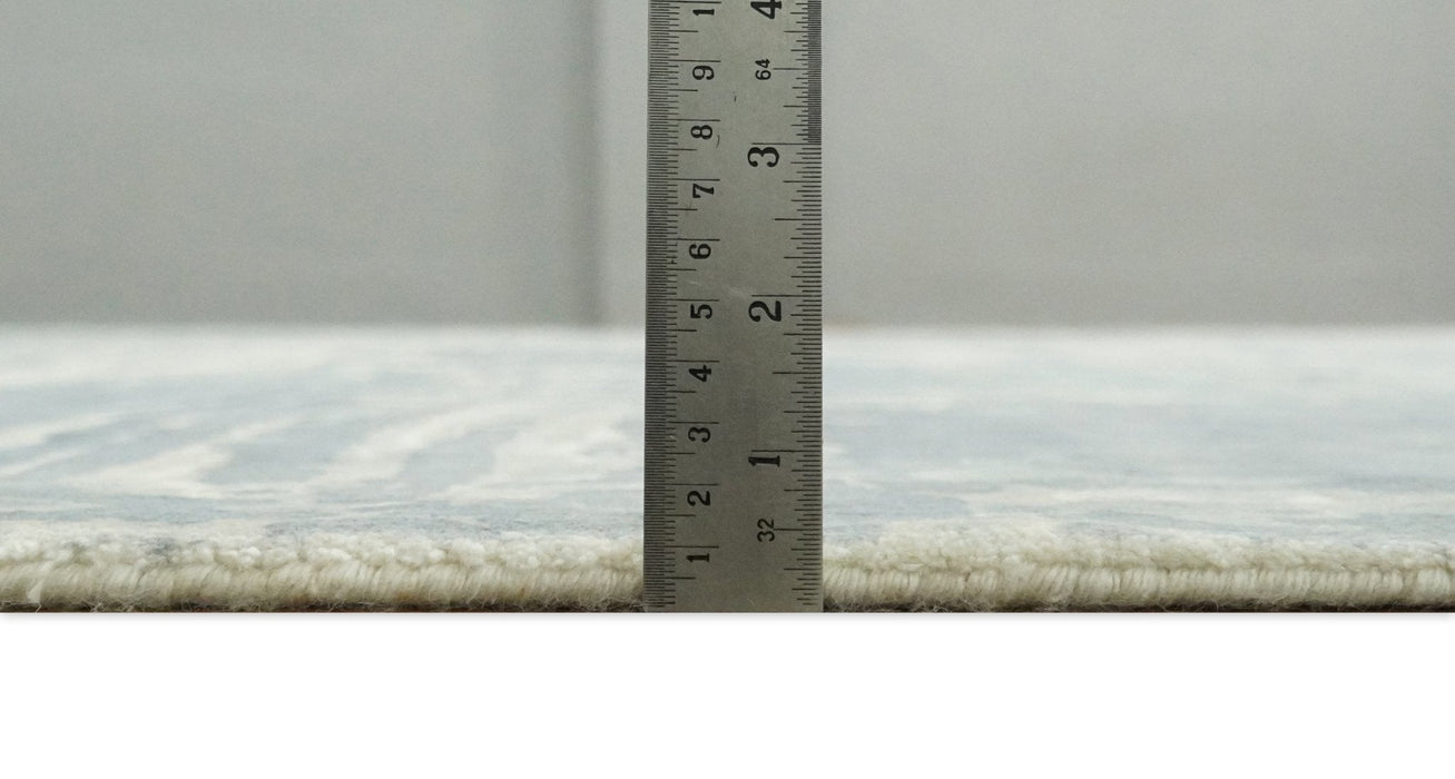 Modern Abstract Handmade 8x10 Beige and Gray Bamboo Silk Area Rug