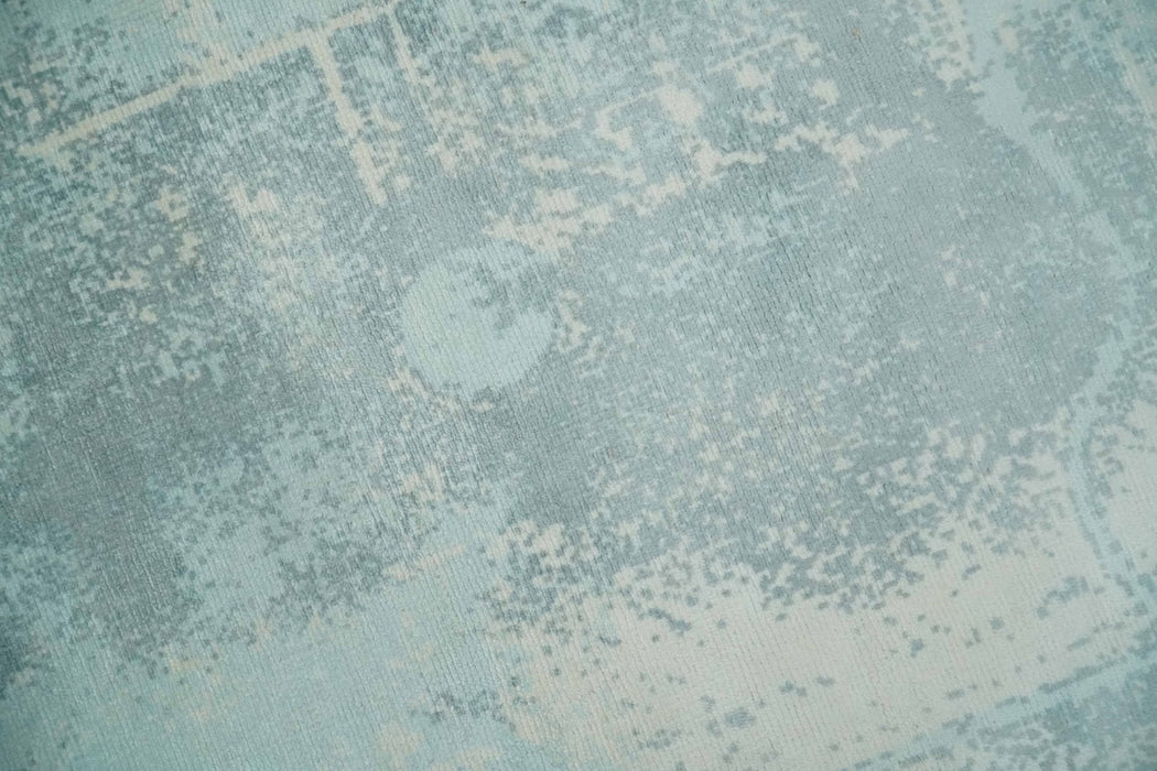 Modern Abstract Light Blue, Beige and Gray Hand loom 5x8 wool and Viscose Area Rug
