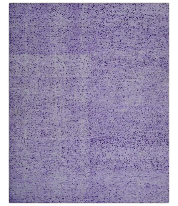 Modern Abstract Purple and Silver Hand knotted 8x10 Woven Art Silk Area Rug