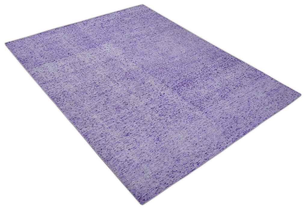 Modern Abstract Purple and Silver Hand knotted 8x10 Woven Art Silk Area Rug