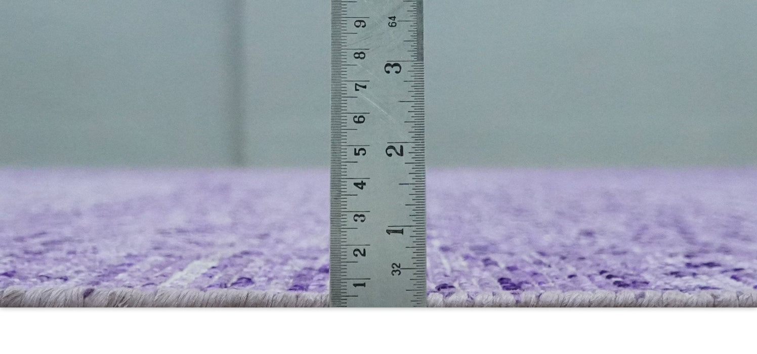 Modern Abstract Purple and Silver Hand knotted 8x10 Woven Art Silk Area Rug