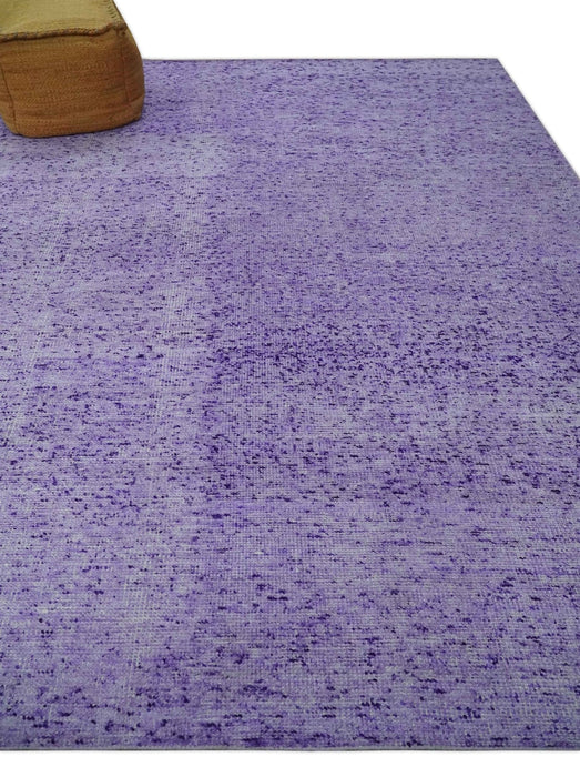 Modern Abstract Purple and Silver Hand knotted 8x10 Woven Art Silk Area Rug