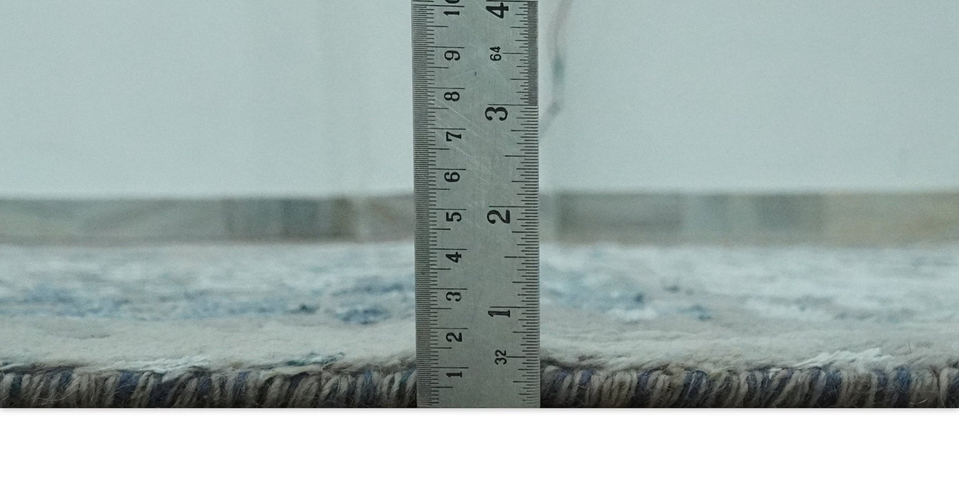 Modern Abstract Taupe, Aqua, Blue and Gray Hand Knotted 5x8 wool Area Rug