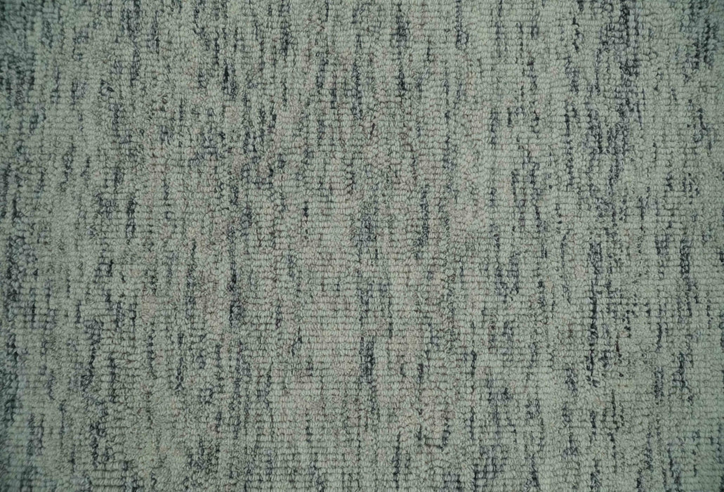 Modern Beige and Charcoal Solid Shaded Hand Tufted Natural Wool Area Rug