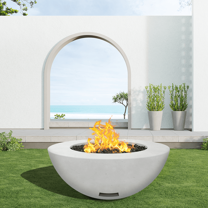 Modern Blaze 42-Inch Round Concrete Gas Fire Bowl with Push Button Ignition