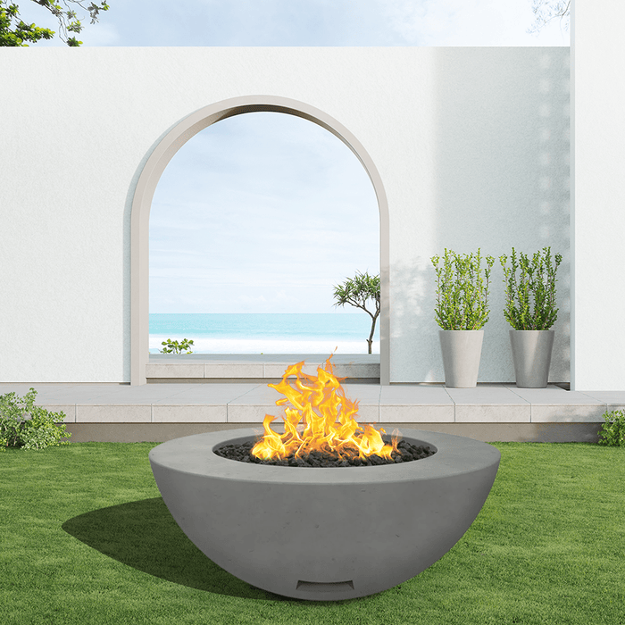 Modern Blaze 42-Inch Round Concrete Gas Fire Bowl with Push Button Ignition