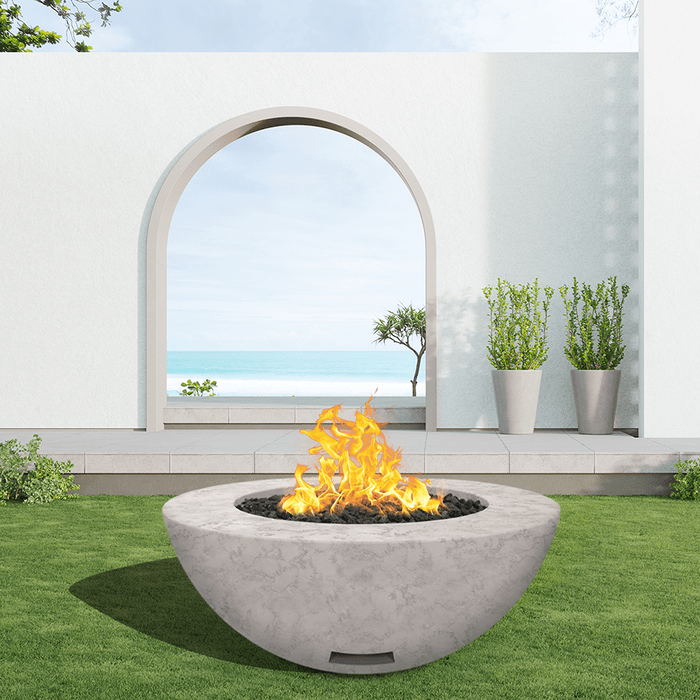 Modern Blaze 42-Inch Round Concrete Gas Fire Bowl with Push Button Ignition