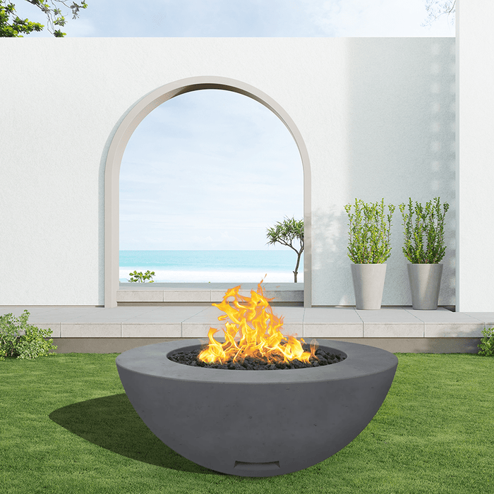 Modern Blaze 42-Inch Round Concrete Gas Fire Bowl with Push Button Ignition