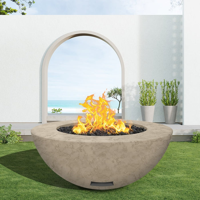 Modern Blaze 48-Inch Round Concrete Gas Fire Bowl with Push Button Ignition